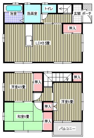エーデルハイム新湯野II(3LDK/1階)の間取り写真