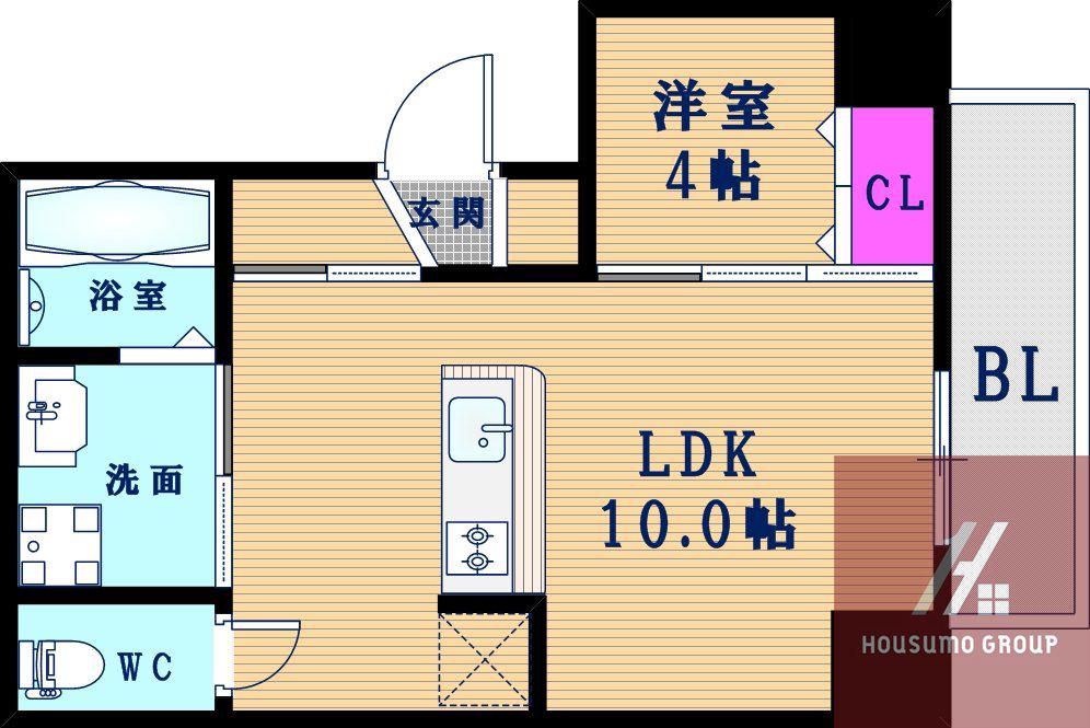 フォーゼ舟橋町(1LDK/9階)の間取り写真