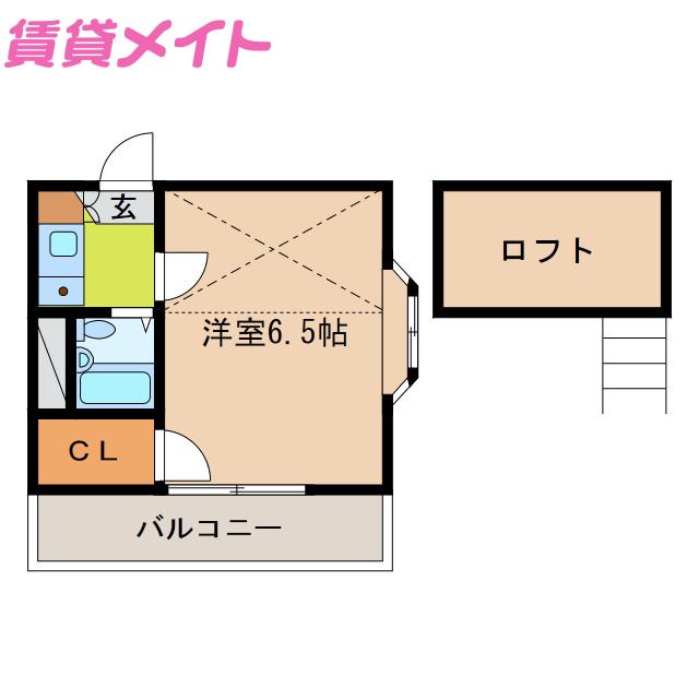 レオパレス富田(1K/1階)の間取り写真