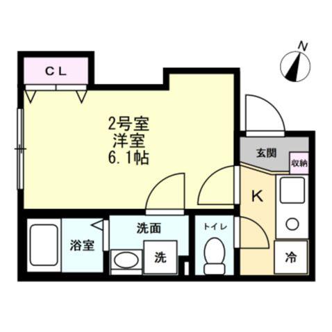 ブリーゼ平町(1K/2階)の間取り写真