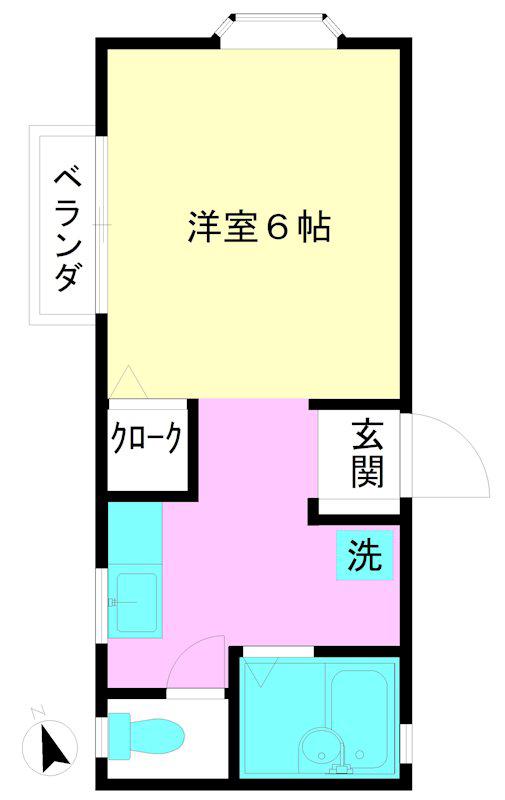 ハイツ前澤(1K/2階)の間取り写真