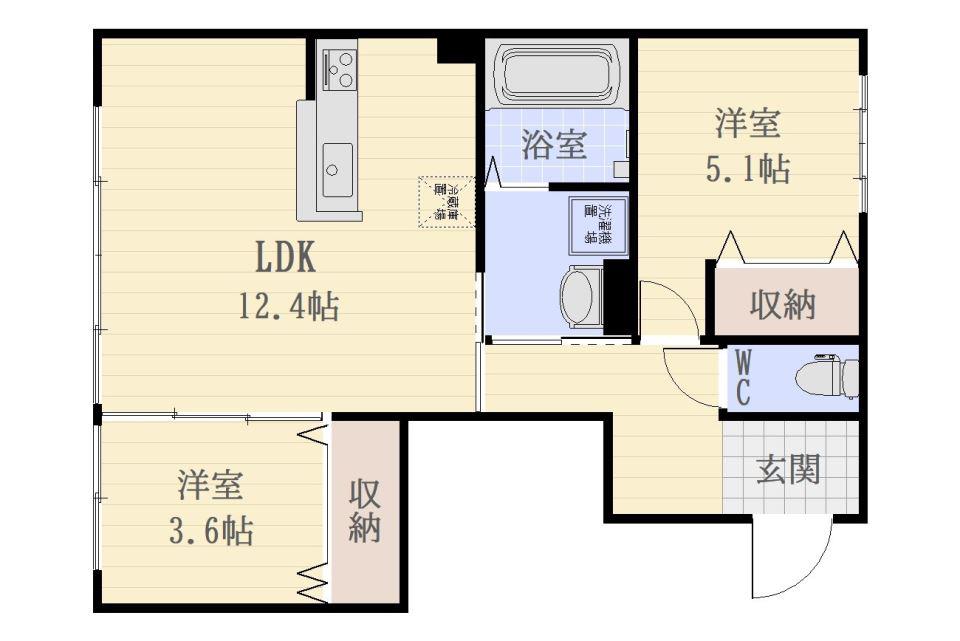 カーサ真砂(2LDK/1階)の間取り写真