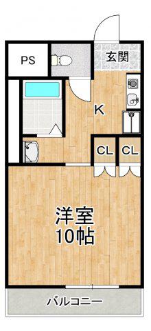 フルーリ深井(1DK/3階)の間取り写真