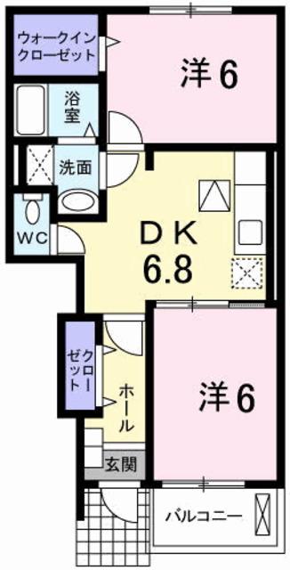 セゾンジェルメ(2DK/1階)の間取り写真