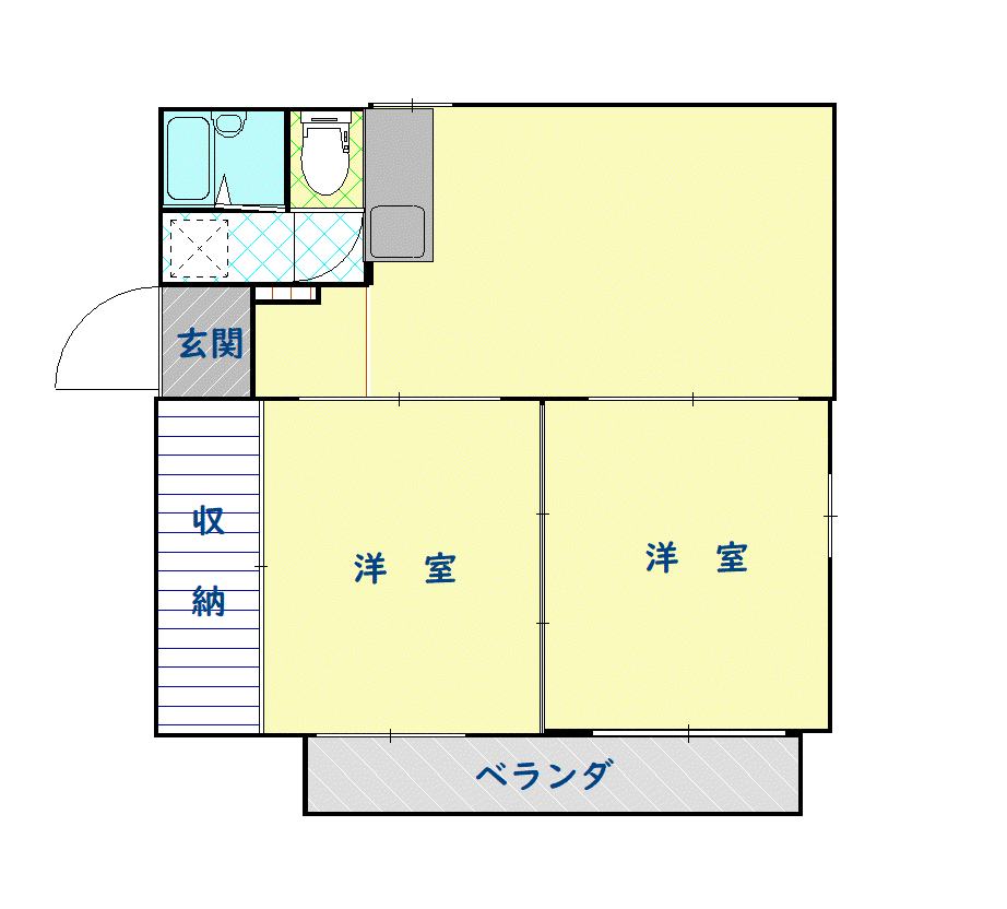 アンシャンテB(2LDK/1階)の間取り写真
