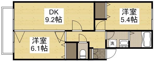 リバーサイド金岡B(2LDK/1階)の間取り写真