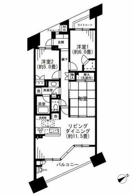 プライマルシティC棟(3LDK/7階)の間取り写真
