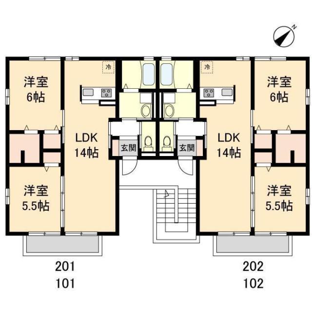 ダイヤコート弐番館(2LDK/1階)の間取り写真