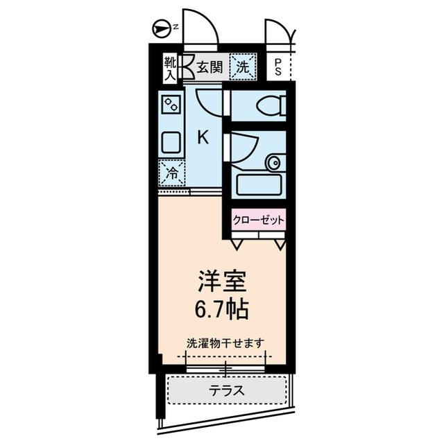 サンマンション(1K/1階)の間取り写真