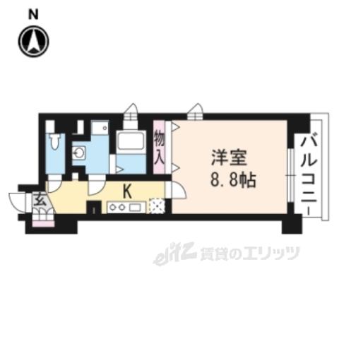 アスヴェル京都三条通(1K/6階)の間取り写真