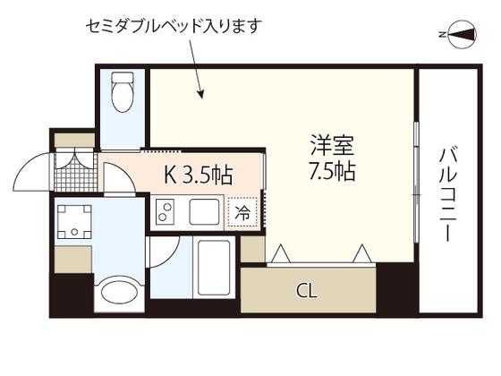 CASA EN II(1K/8階)の間取り写真