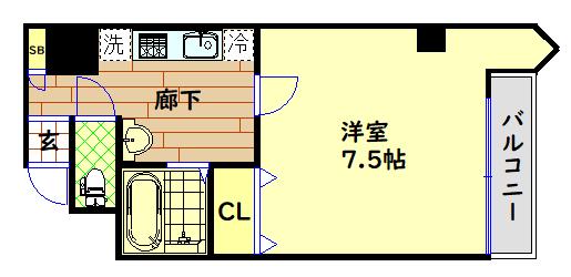ラフォンテ阿波座(1K/8階)の間取り写真
