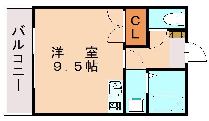リバーサイド赤迫(ワンルーム/3階)の間取り写真