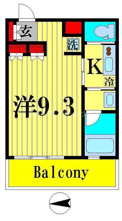 ノワールブラン(1K/1階)の間取り写真