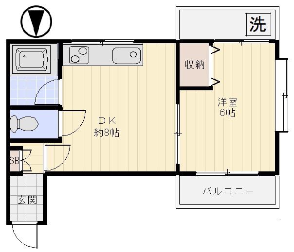 諏訪ビル(1DK/2階)の間取り写真