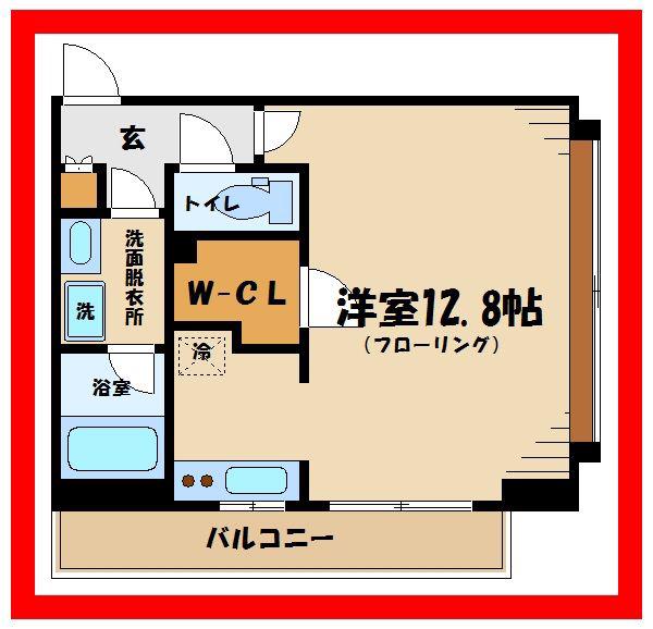 ルリオン府中駅前(1K/4階)の間取り写真