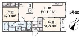 TIDY田代(2LDK/1階)の間取り写真