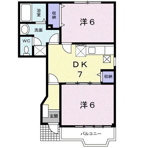 ムート21A(2DK/1階)の間取り写真