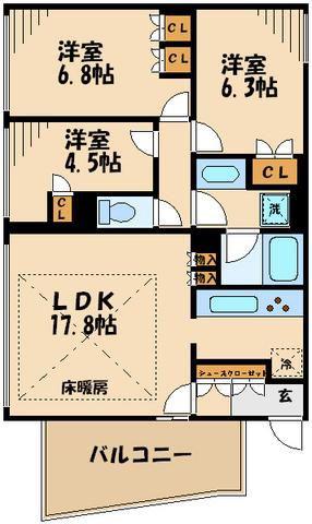 ガーデニエール砧 ウエスト(3LDK/6階)の間取り写真