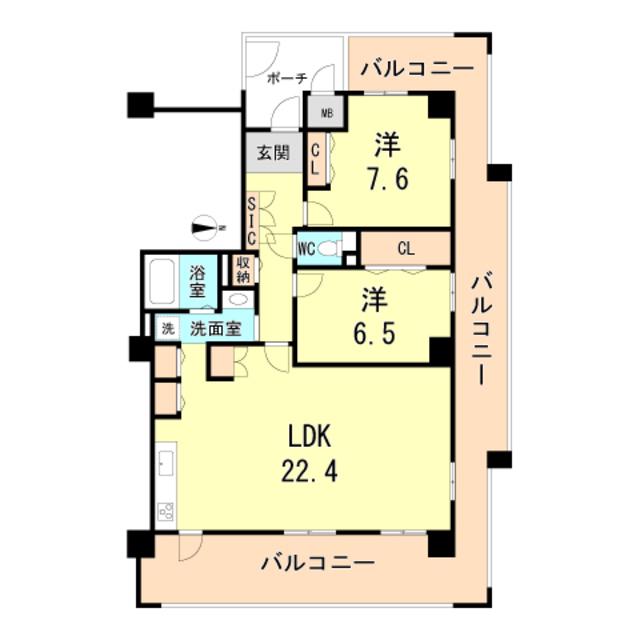アクタ西宮東館(2LDK/9階)の間取り写真
