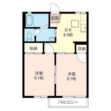 シャルム国分寺台(2DK/1階)の間取り写真