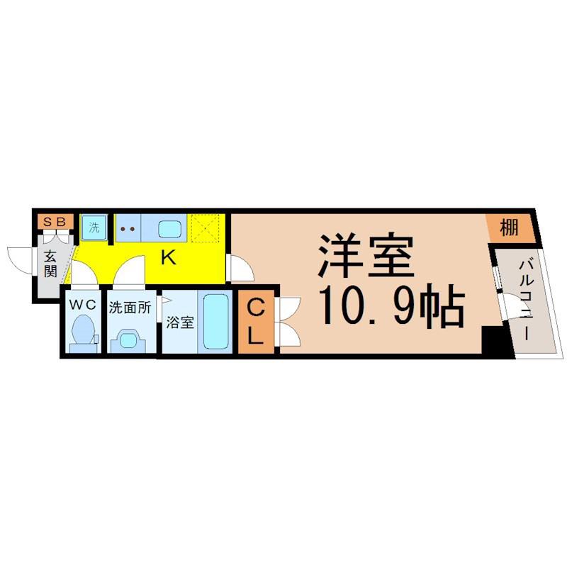 アビターレ豊前(1K/2階)の間取り写真