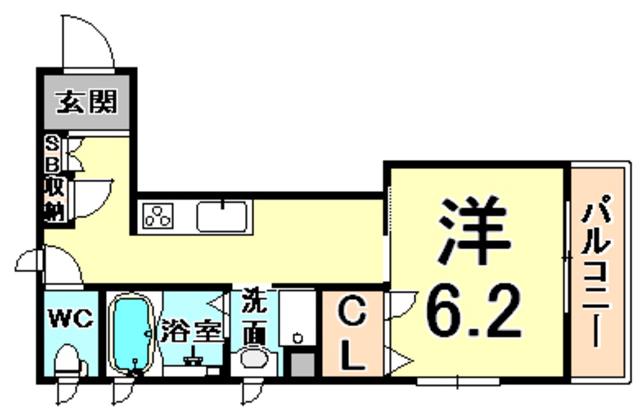 ルシアン里中(1K/3階)の間取り写真