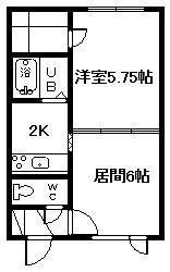 ミキハウス(1DK/2階)の間取り写真