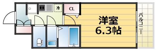 ララプレイス天王寺シエロ(1K/4階)の間取り写真
