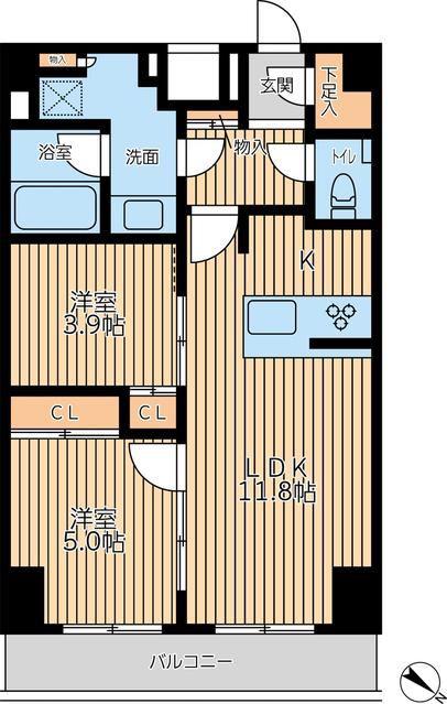 CITY LUX YOKOHAMA(2LDK/6階)の間取り写真