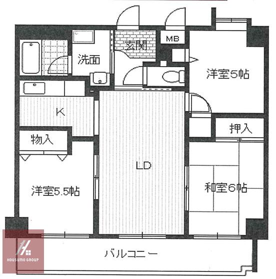 グリーンヒルズ西泉丘(3LDK/2階)の間取り写真
