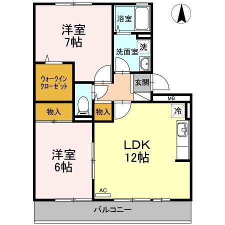 セジュール田中(2LDK/2階)の間取り写真
