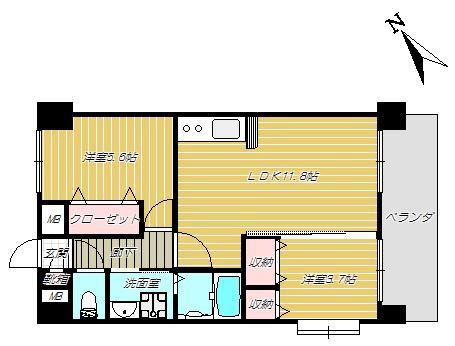アークティ東谷山III(2LDK/3階)の間取り写真