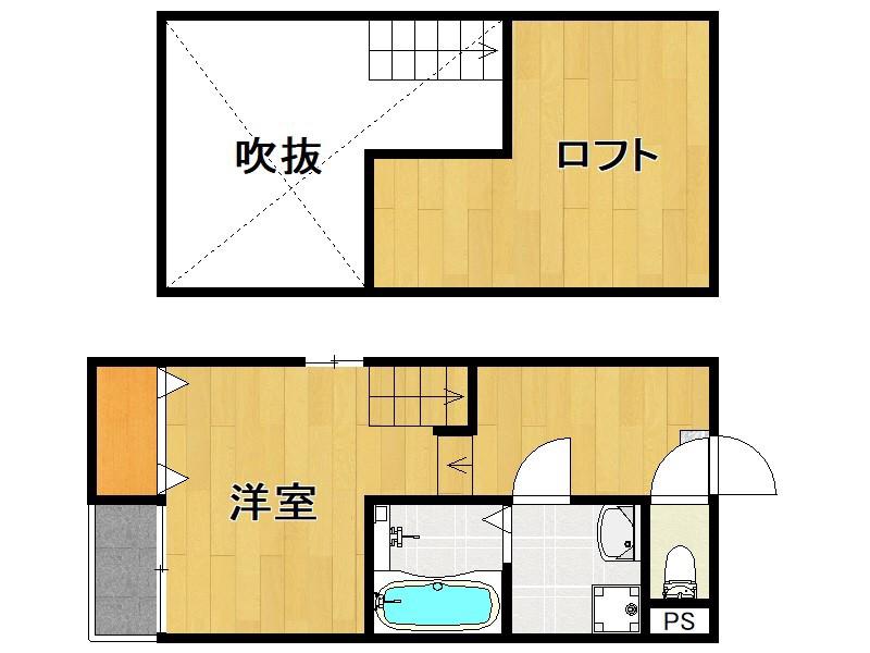 ハーモニーテラス名島II(1K/1階)の間取り写真