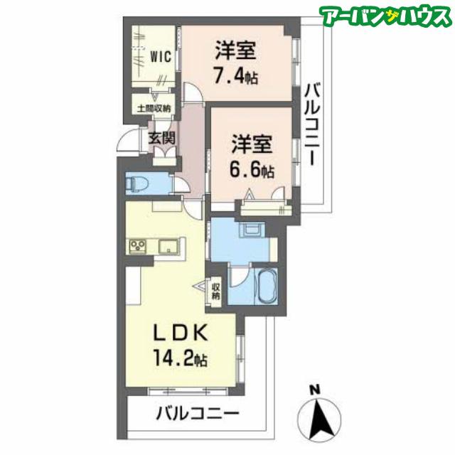 クロムノワール(2LDK/2階)の間取り写真