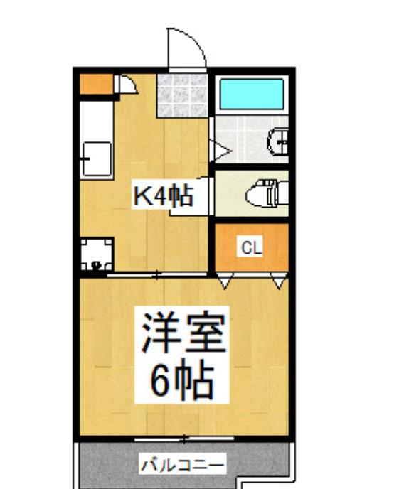旭ハイツ(1K/2階)の間取り写真