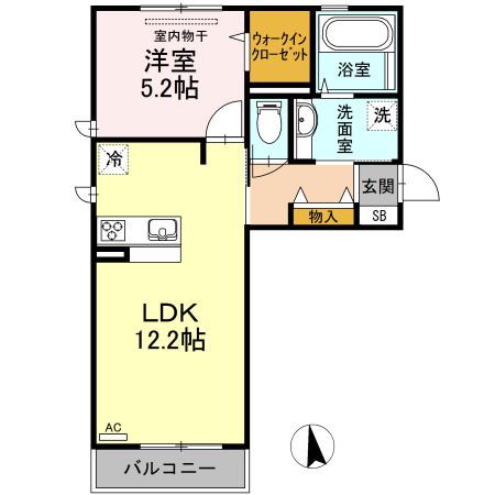 グランドソレイユ(1LDK/2階)の間取り写真