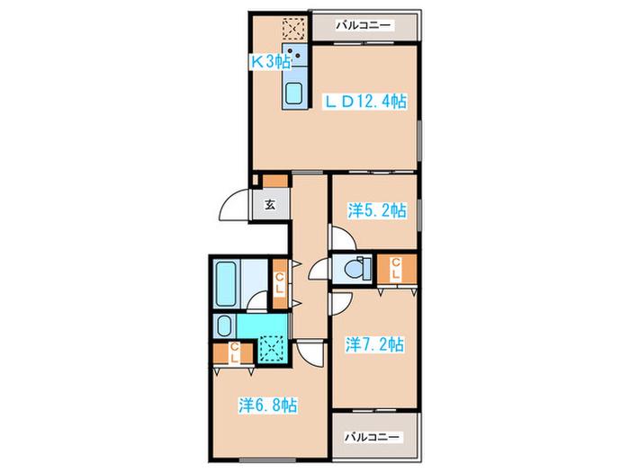 IL CIERO QUATTRO(3LDK/1階)の間取り写真