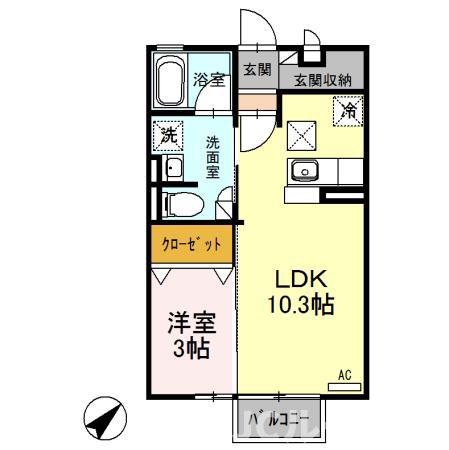 AZNABLE A(1LDK/1階)の間取り写真