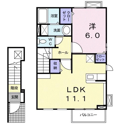 リーヴァ菅池A(1LDK/2階)の間取り写真
