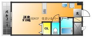 ピュアハウス(ワンルーム/4階)の間取り写真