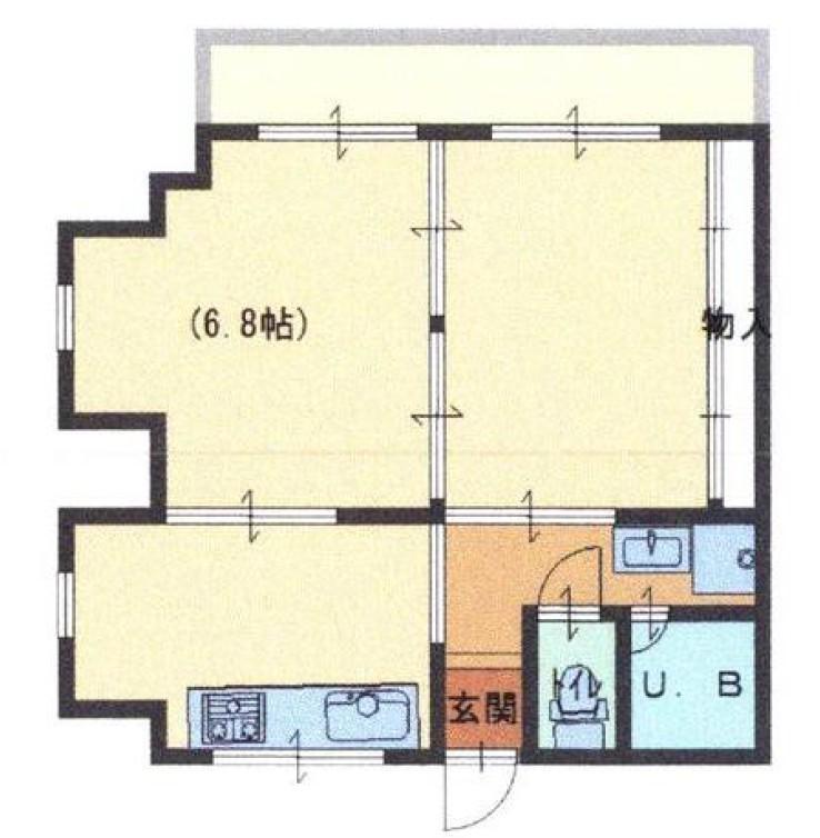 シャトー有馬(2DK/2階)の間取り写真