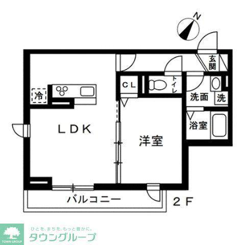 蕨市錦町4丁目 共同 南棟(1LDK/2階)の間取り写真