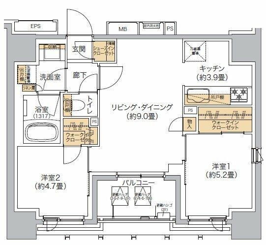 リビオメゾン西麻布(2LDK/5階)の間取り写真