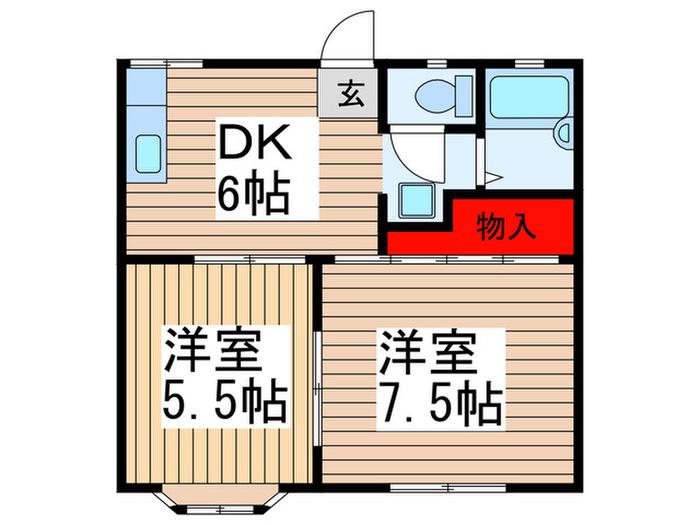 リバーコーポ渡辺(2DK/1階)の間取り写真