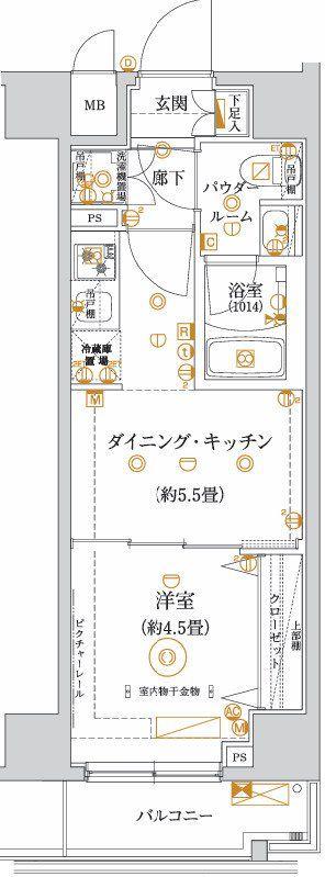 ガリシア亀戸水神(2K/6階)の間取り写真
