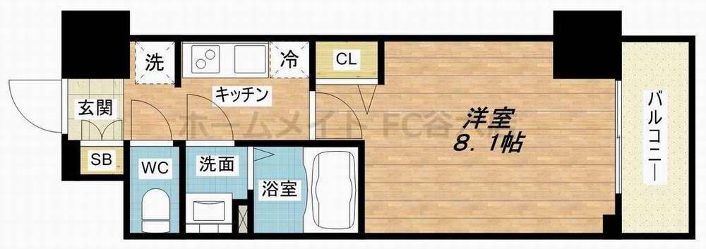 プレサンス谷町九丁目駅前(1K/10階)の間取り写真