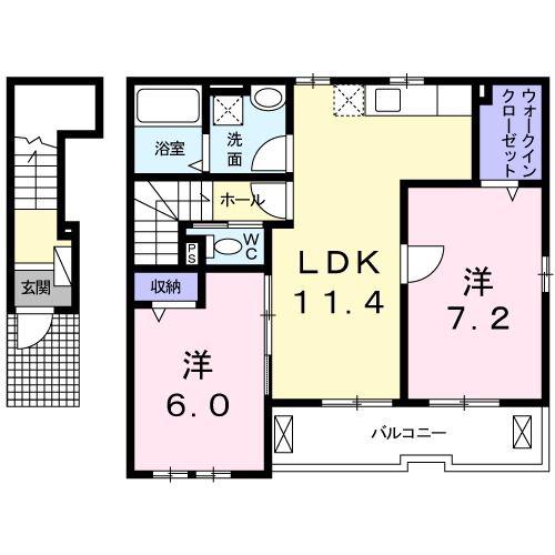 メゾンド・カルム(2LDK/2階)の間取り写真