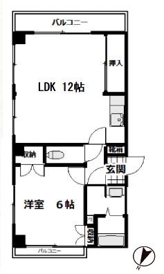 メゾン信濃(1LDK/2階)の間取り写真