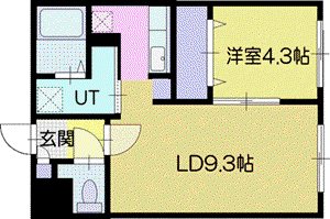 恵庭福住町3MS(1LDK/4階)の間取り写真